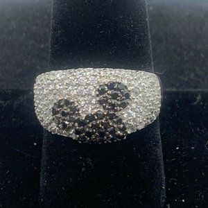 JCM CZ & Black Spinel Mickey Statement Ring in Sterling Silver - Size 9